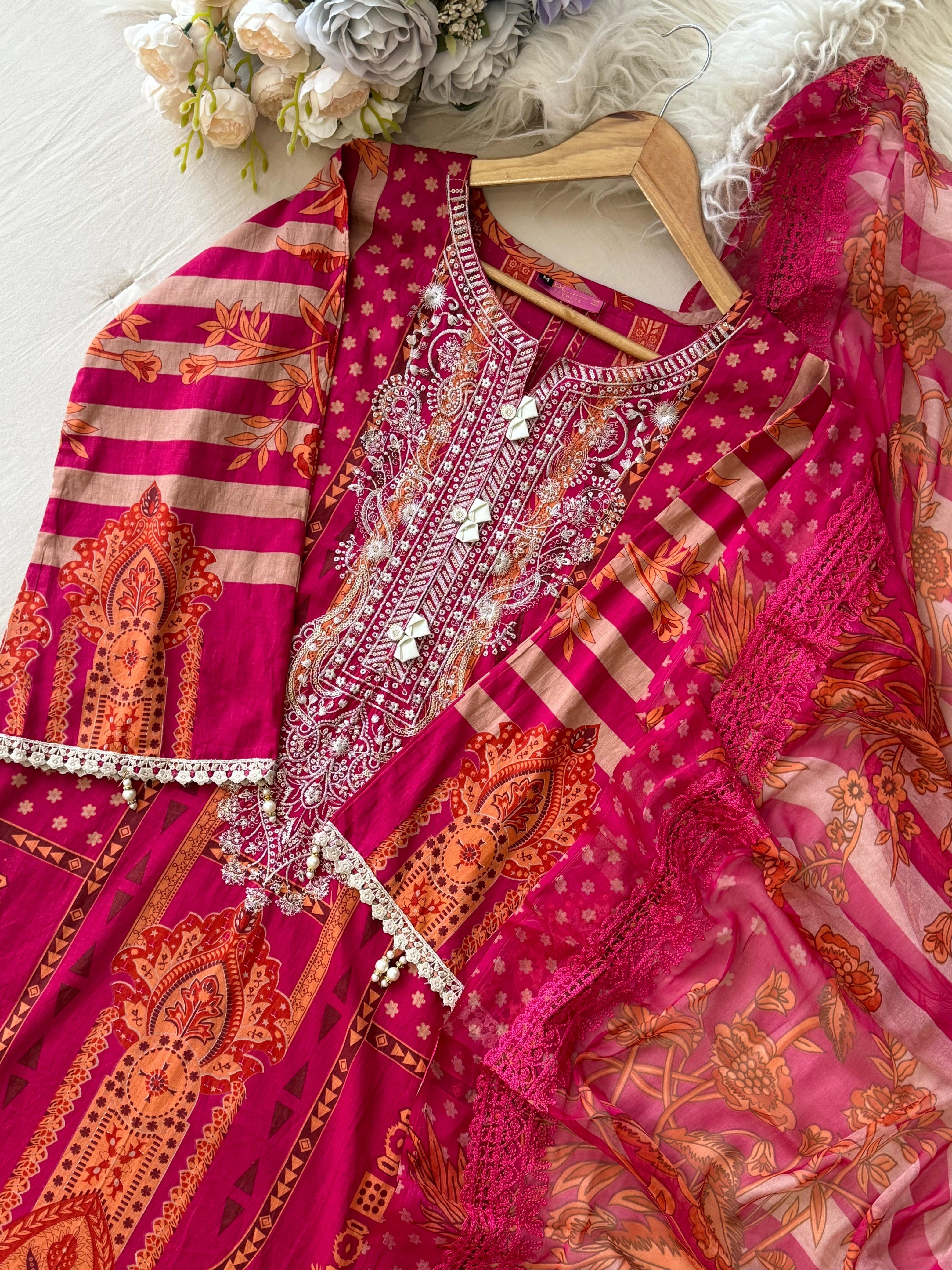 Pink Printed Pakistani Cotton Suit