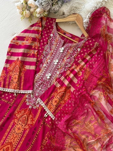 Pink Printed Pakistani Cotton Suit