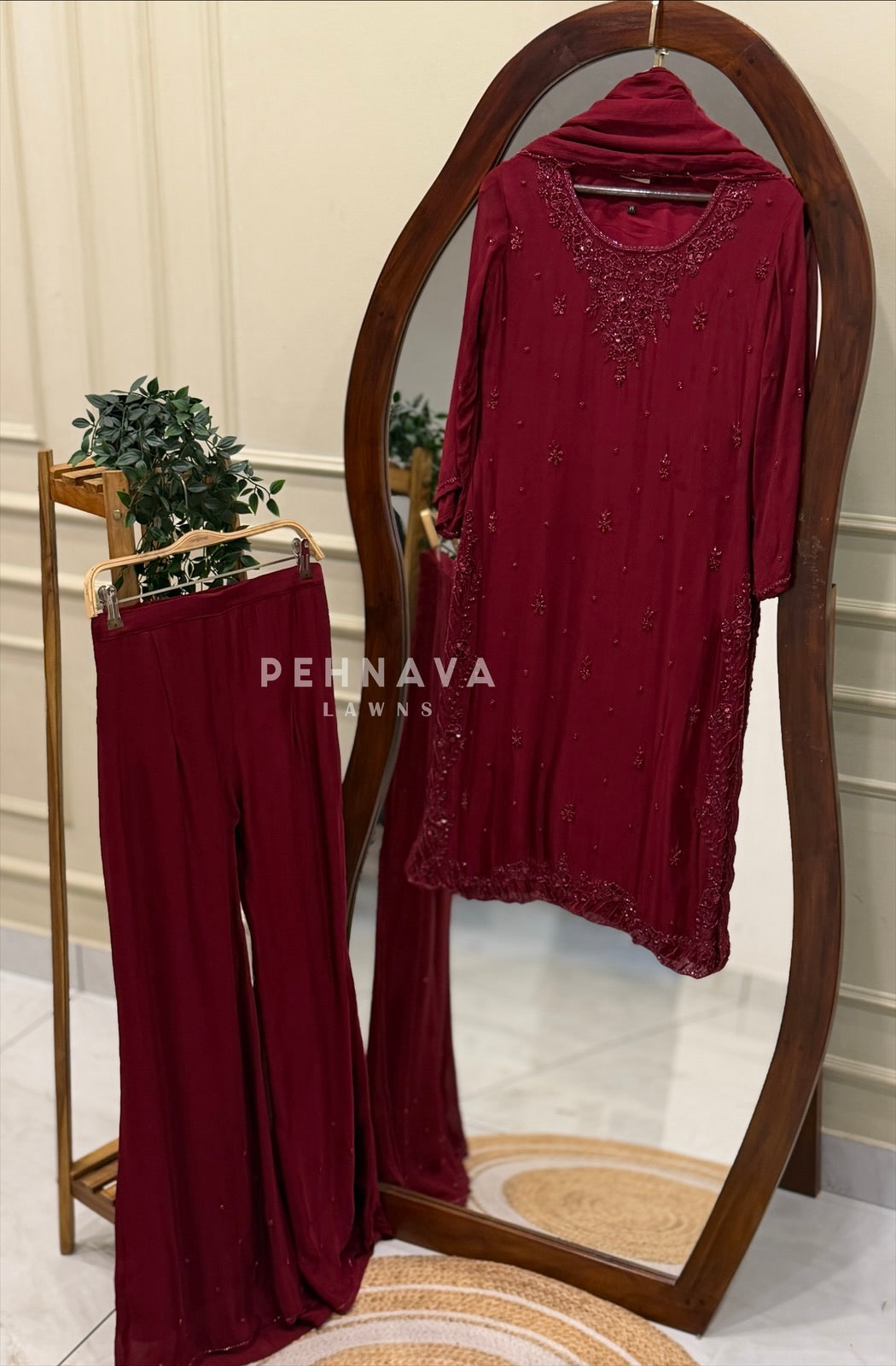 Premium Handworked Chinnon Suit-6650 - Pehnava Lawns