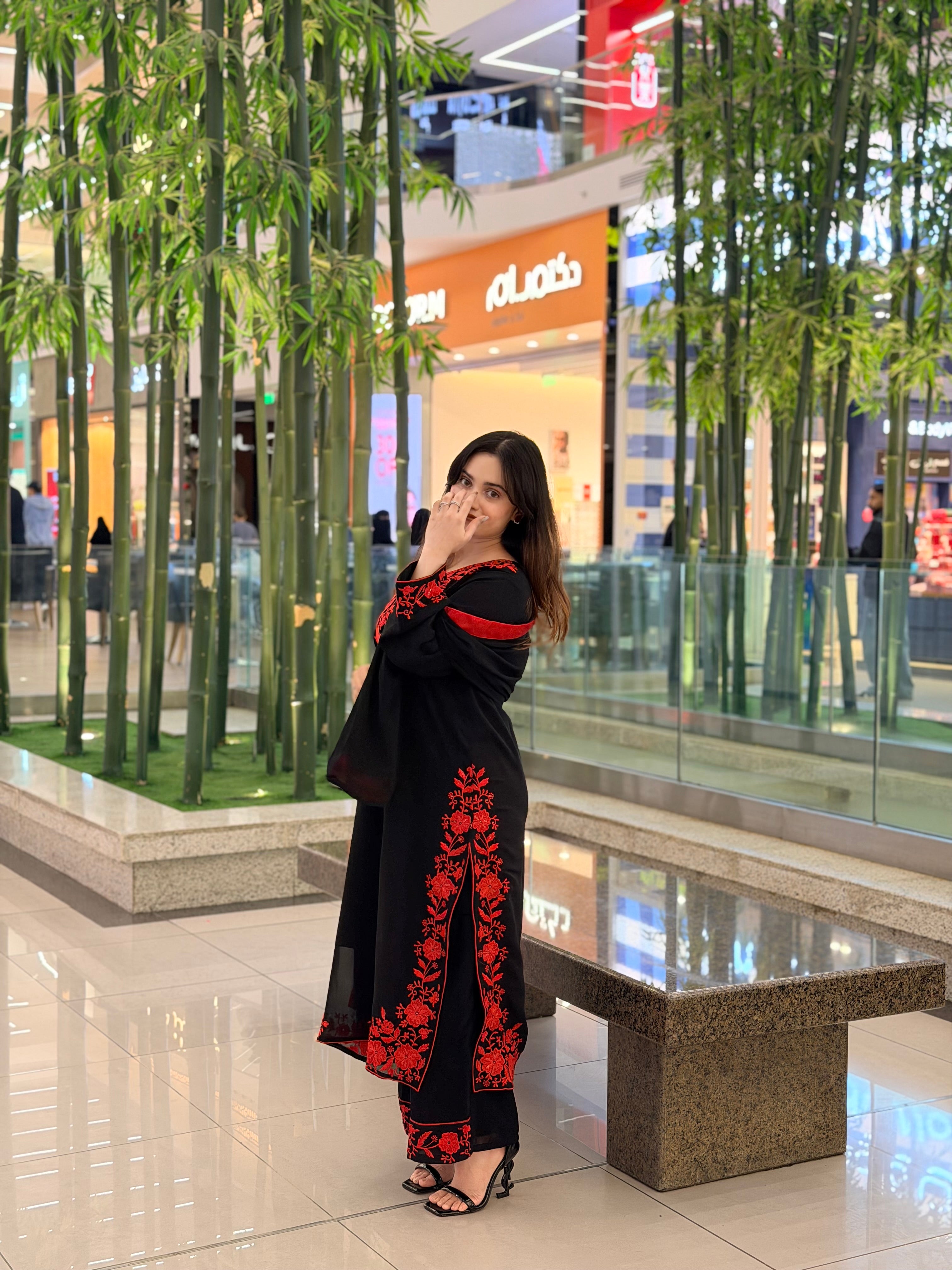 Sayyara Black Party wear Dress - Pehnava Lawns