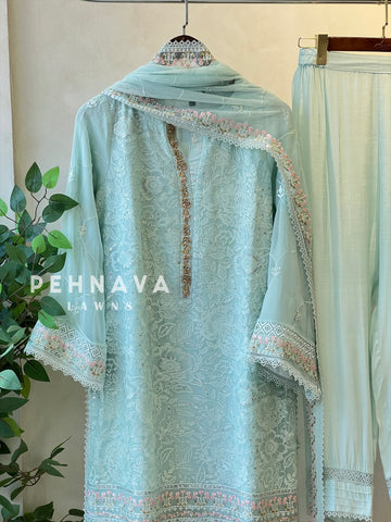 Agha Noor Formal Chiffon Sharara Ensemble