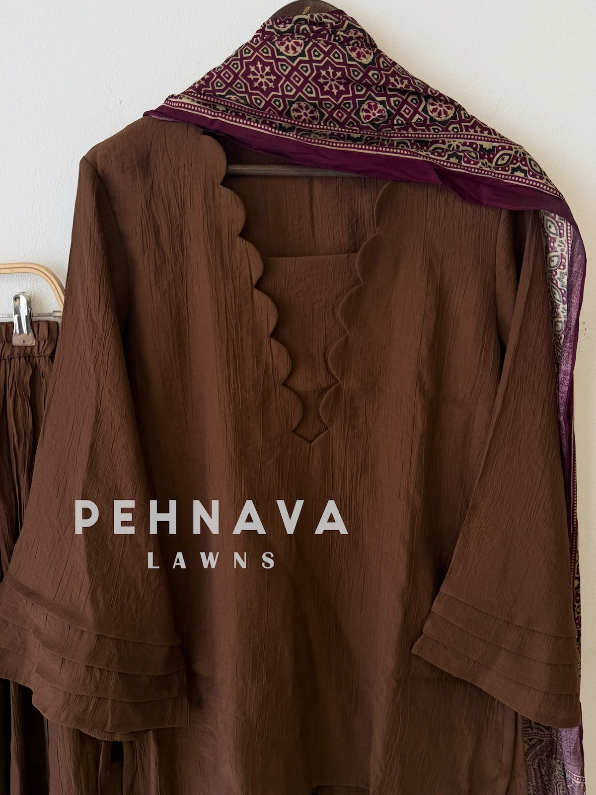 Farshi Shalwar Set with Ajrak Printed Dupatta