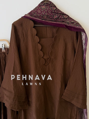 Farshi Shalwar Set with Ajrak Printed Dupatta