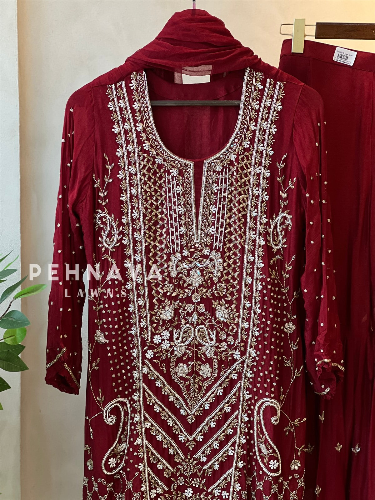 Heavily Handworked Sharara with Pure Chiffon Dupata