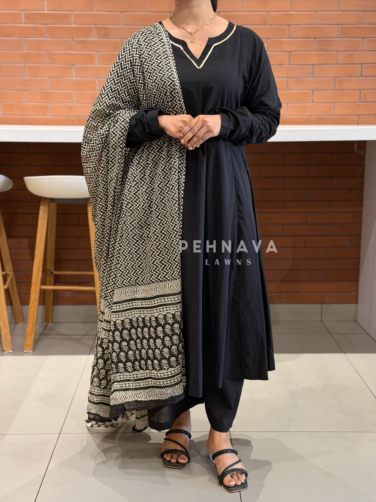 Cotton Suit With Printed Dupatta