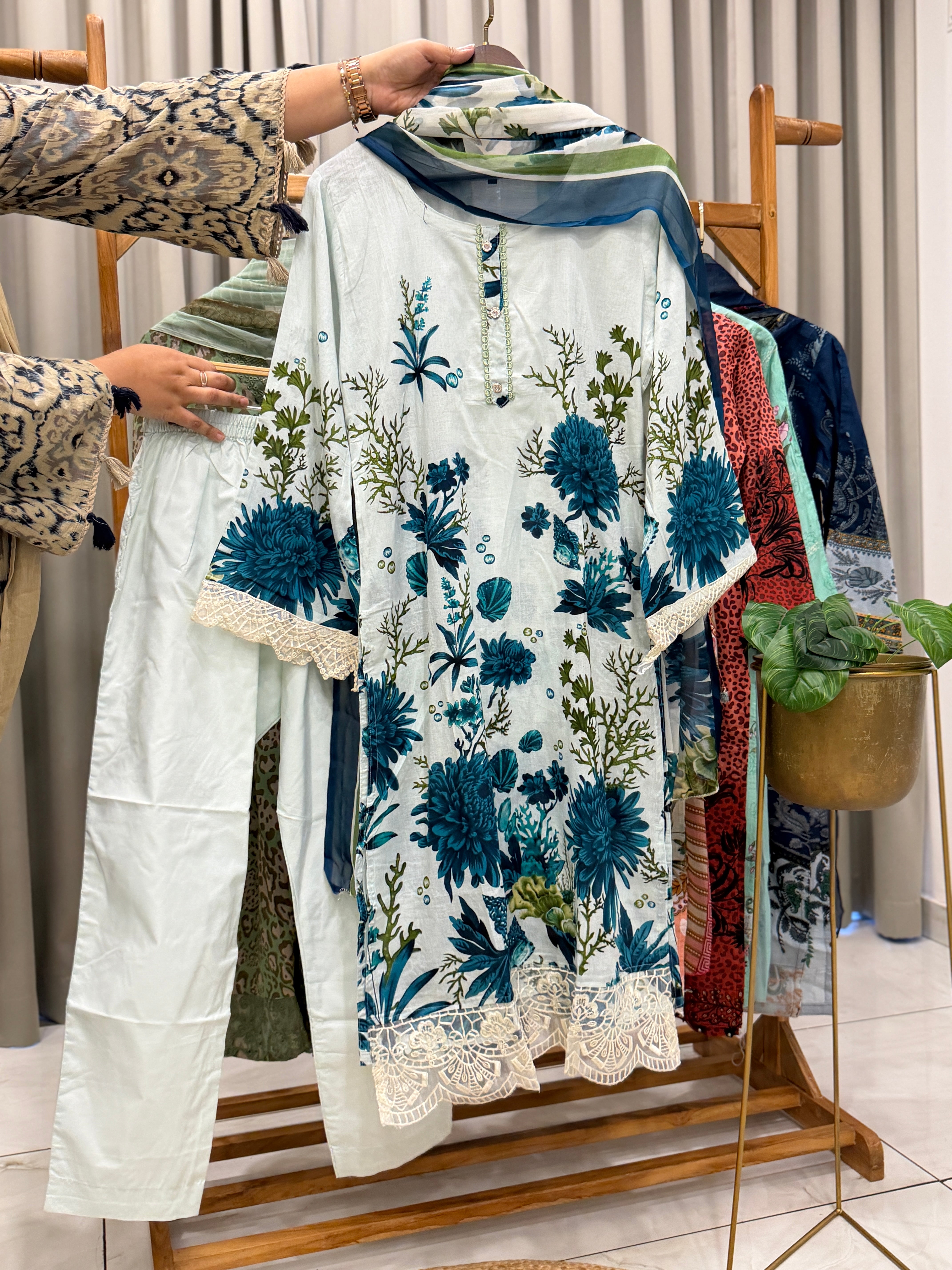Signature Embroidered Three Piece Set