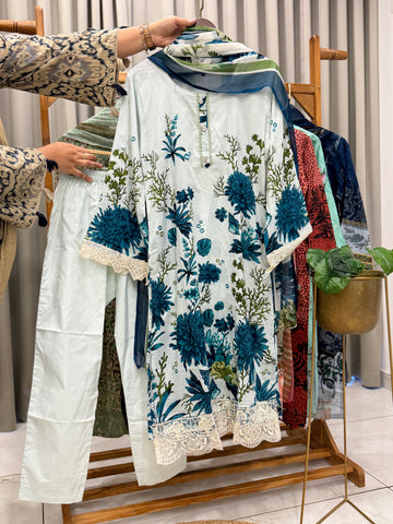 Signature Embroidered Three Piece Set