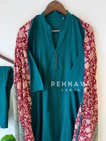 Front Panel Kurta Set with Dupatta