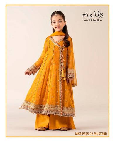 Kids party wear -ready to wear MKS-PF25-02-MUSTARD - Pehnava Lawns