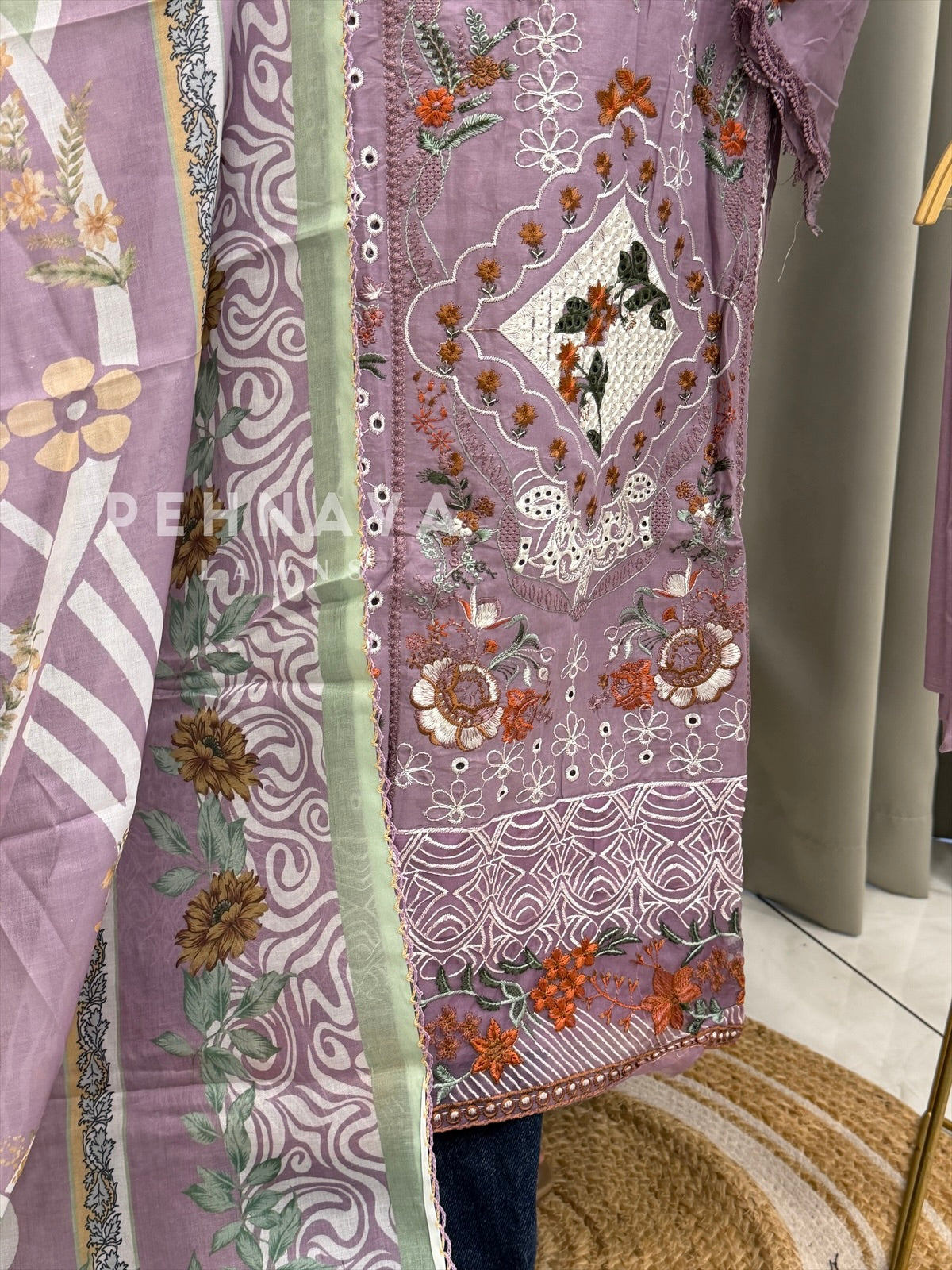 Embroidered Semi Stitched Suit-3909