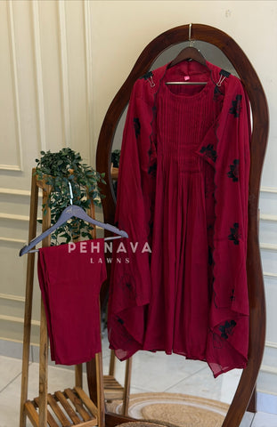 Pintuck Floral Embroidered Ensemble 13014