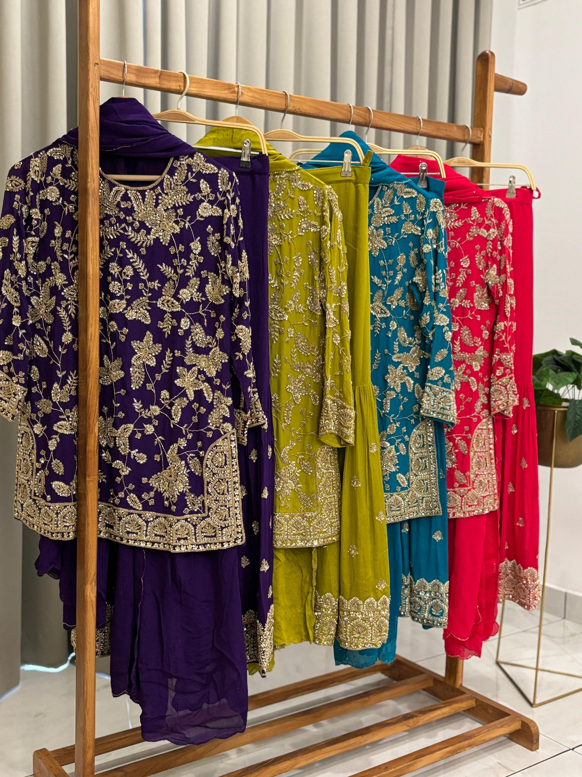 Heavy Hand-worked suit with wide sharara-7490