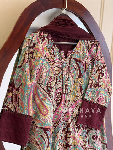 Paisley Printed Cotton Suit