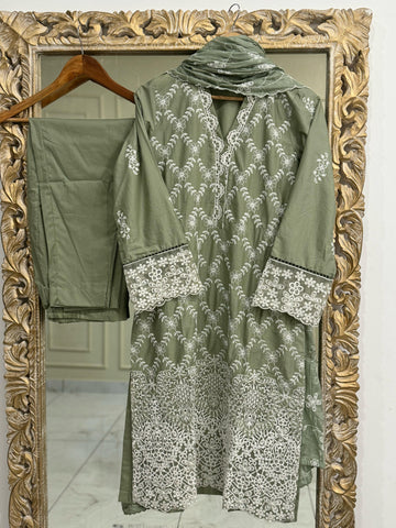 Pure Lawn Embroidery Suit-D6