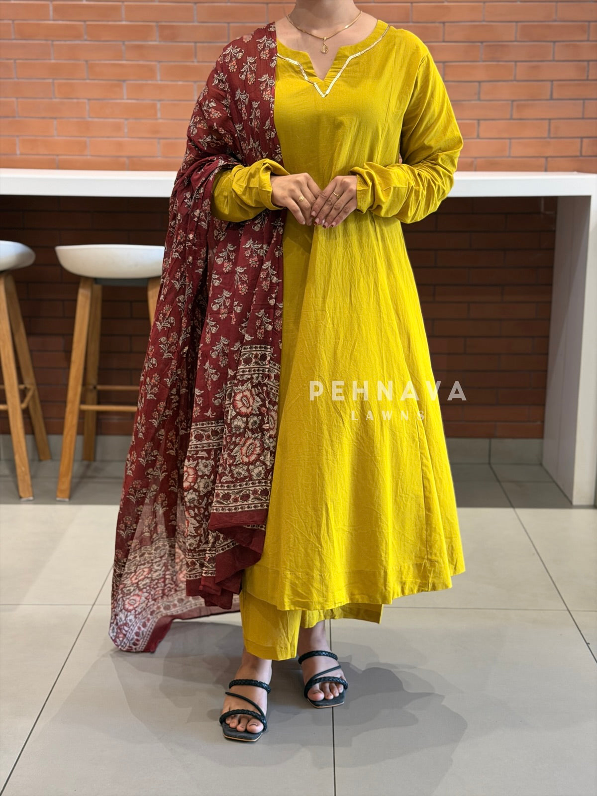 Cotton Suit With Printed Dupatta