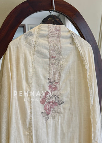 Floral Embroidered Linen Unstitched Suit-L105