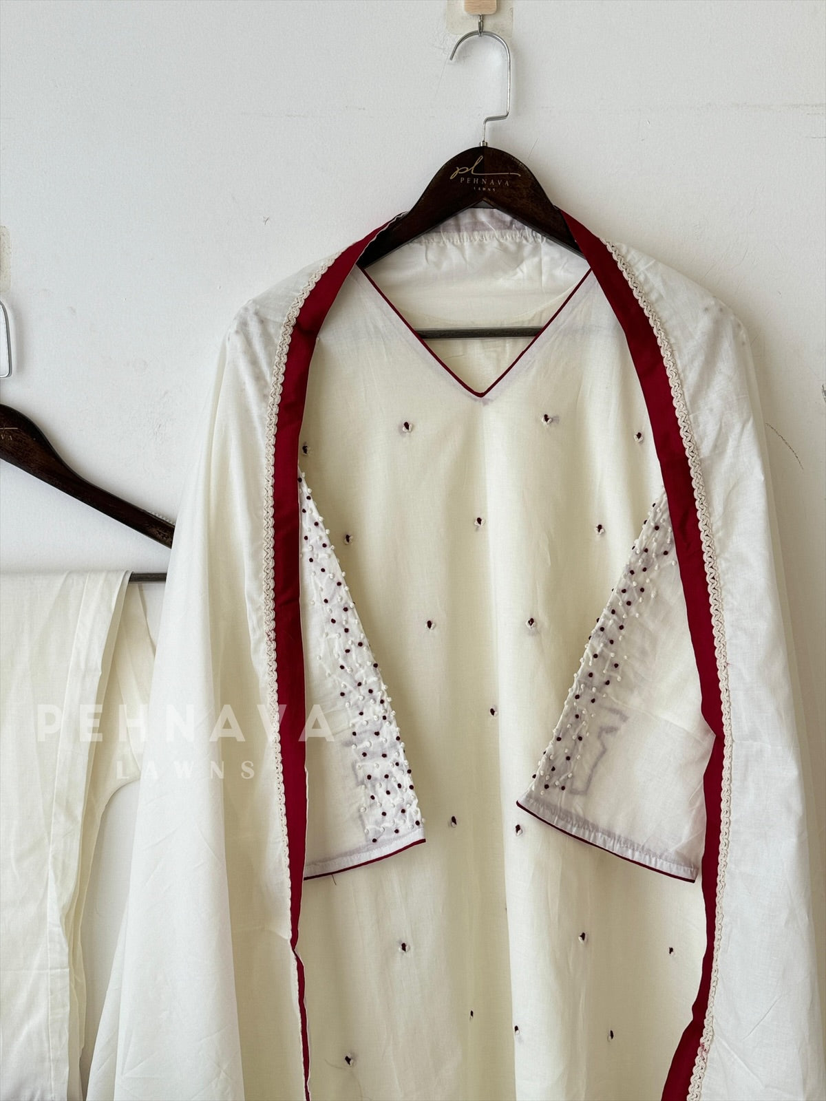 French Knot detailed Suit Set - Pehnava Lawns