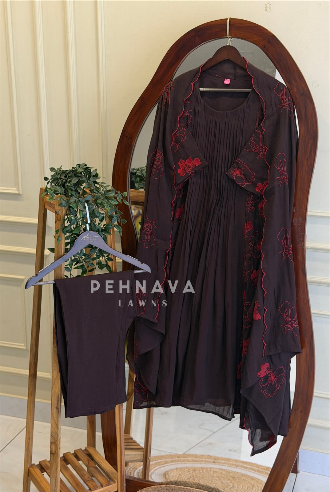 Pintuck Floral Embroidered Ensemble 13014
