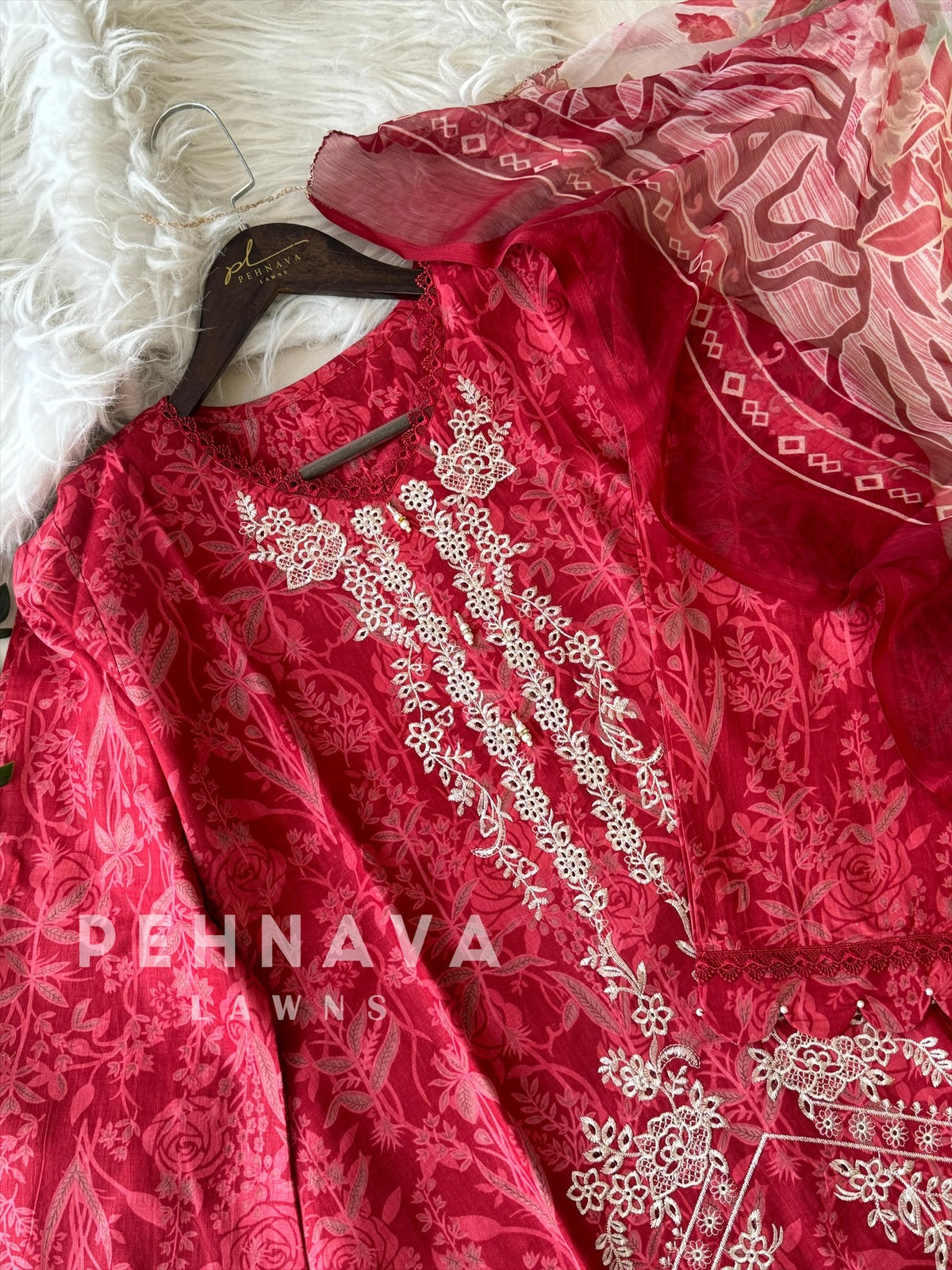 Embroidered Red Suit 1402