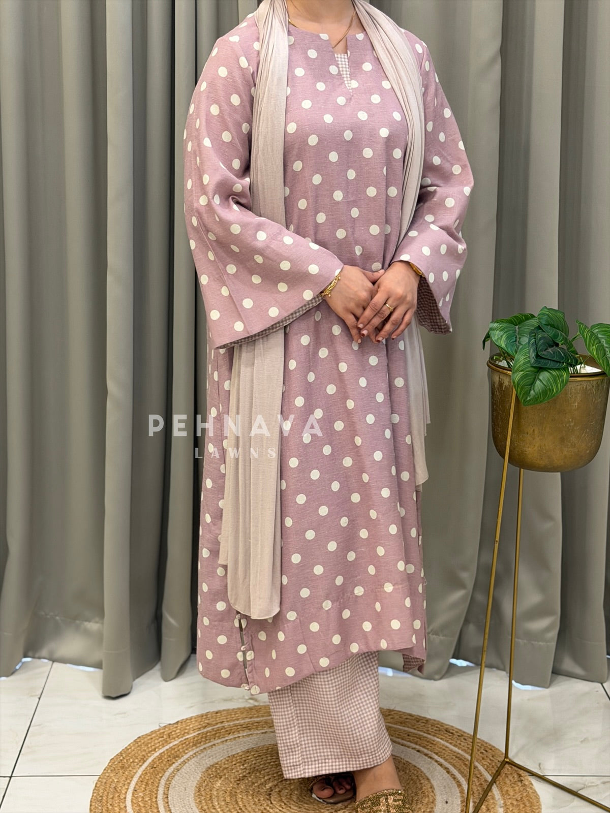Polka Dot Bell Sleeve Two Piece Set