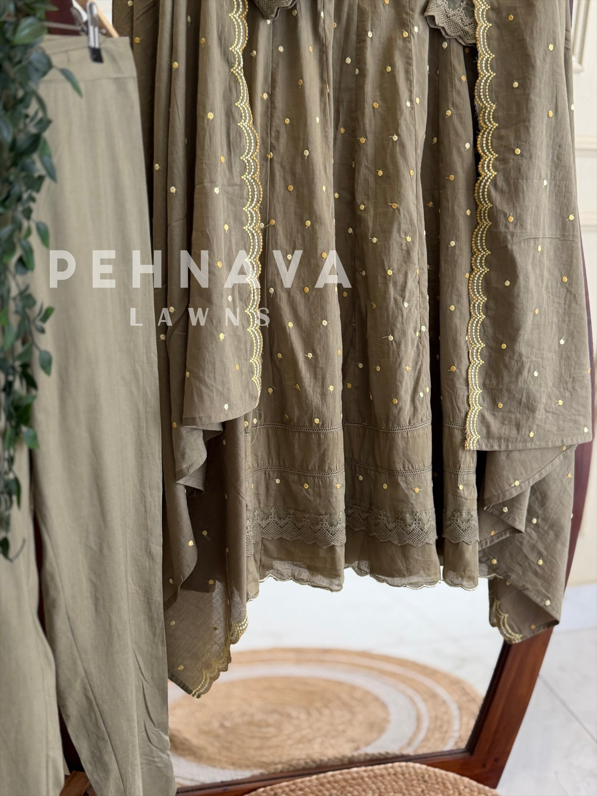 Lace-Trimmed Polka Dot Set