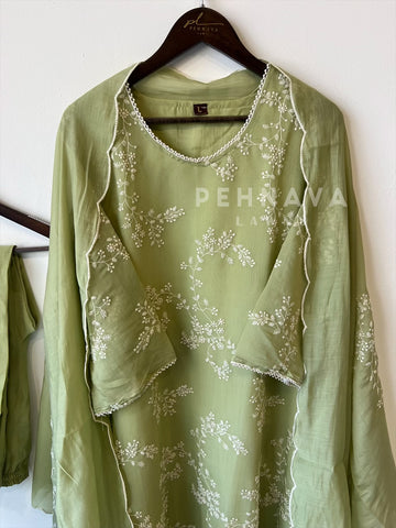 Elegant floral Embroidered  Suit-12818