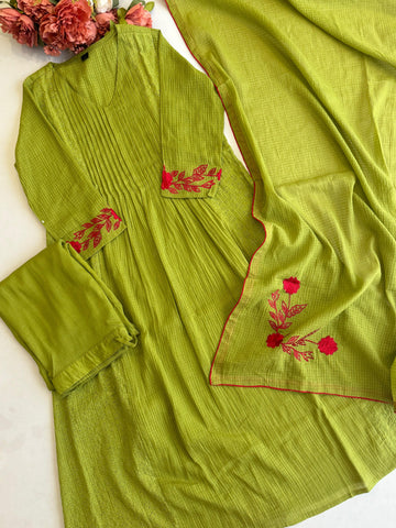 New Green Mul-Cotton Premium Suit