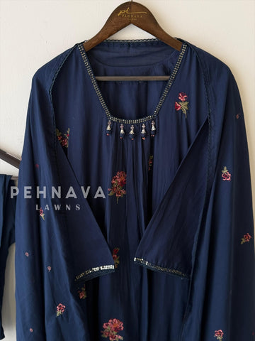Neck Tassel Embroidered Suit-4163 - Pehnava Lawns