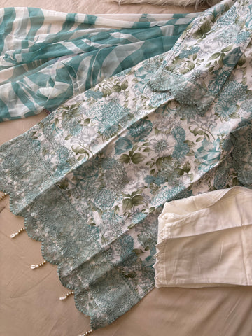 Lace Trimmed Floral Suit-Set-5003