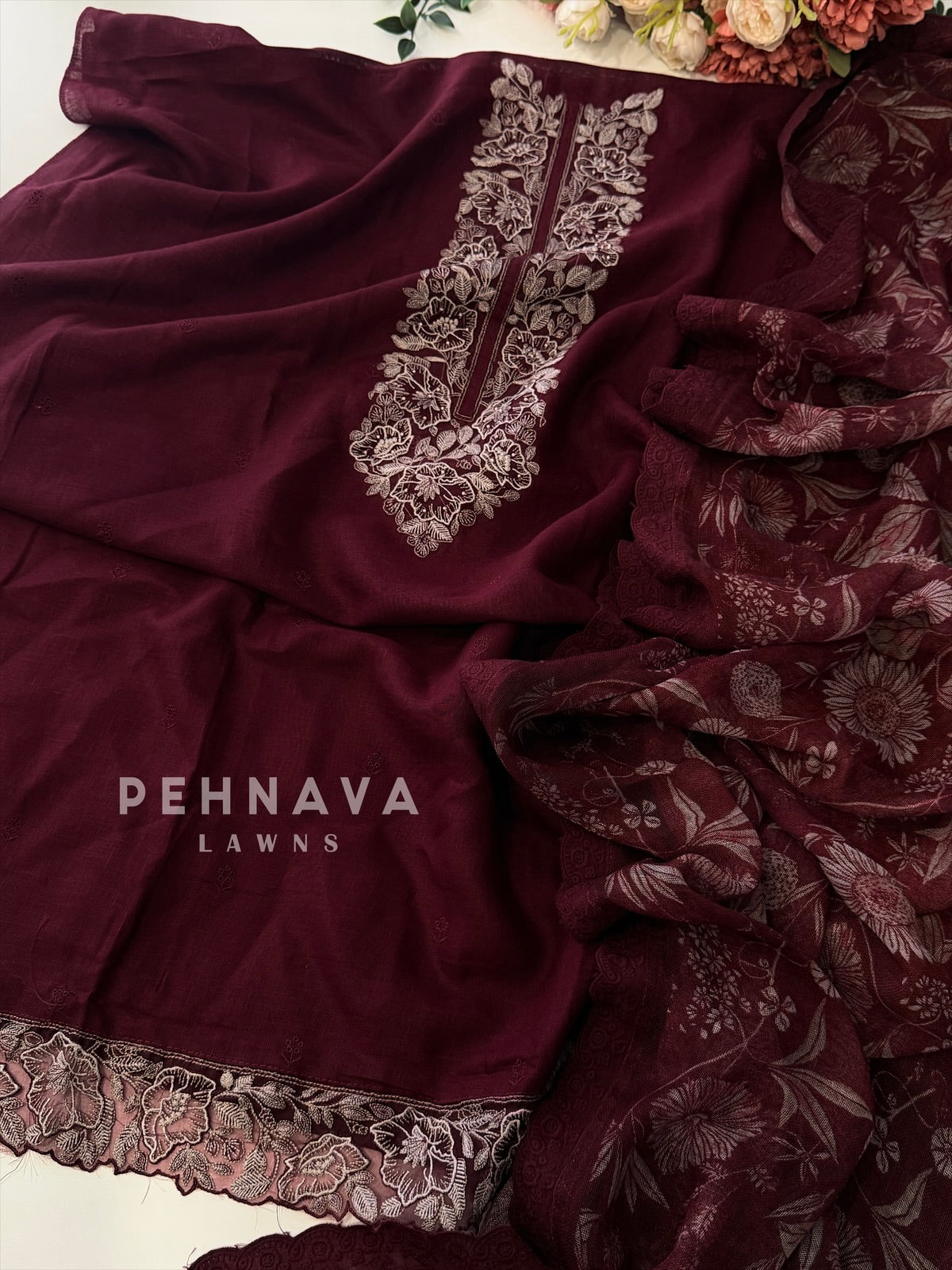 Paisley Embroidered Unstitched Ensemble