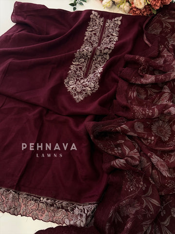 Paisley Embroidered Unstitched Ensemble
