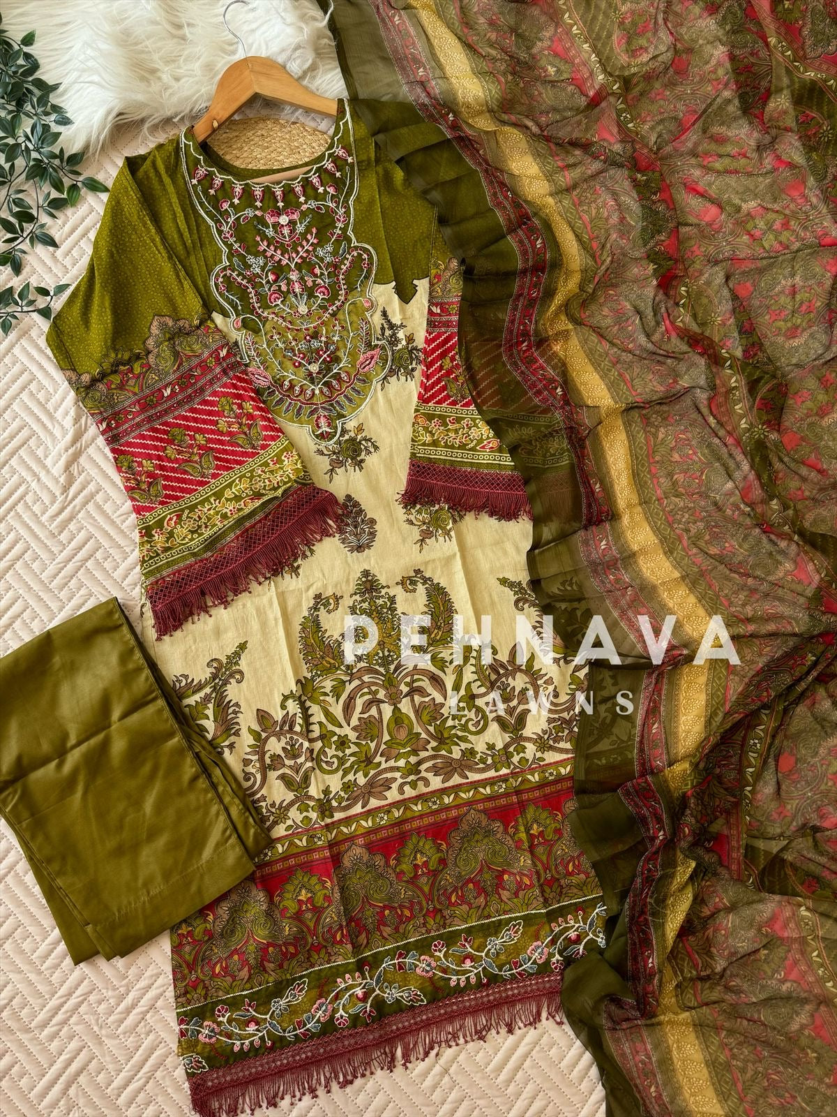 Modern Olive-Green Suit-1287B