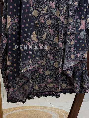 Floral Printed Unstitched Suit C-18