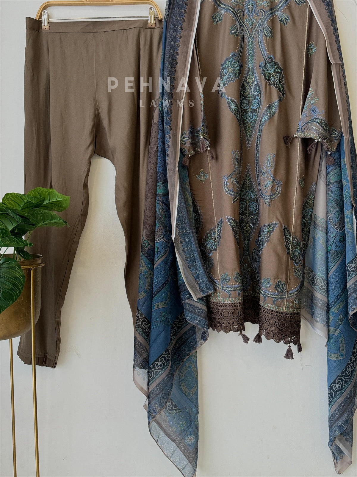 Floral Embroidered Rayon Suit