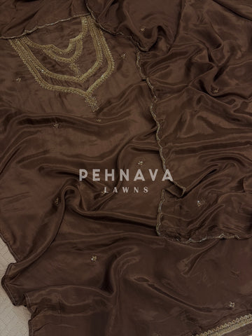 Premium Neck Emblished Unstitched Suit