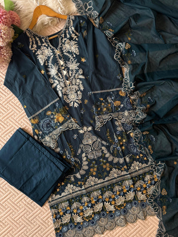 Cotton Embroidered Suit-2251