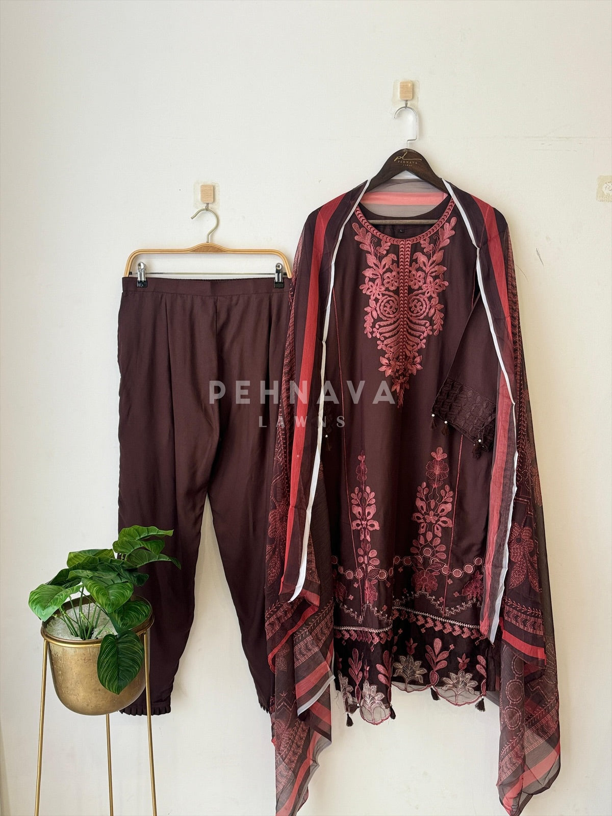 Floral Embroidered Rayon Suit