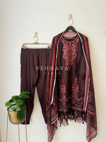 Floral Embroidered Rayon Suit