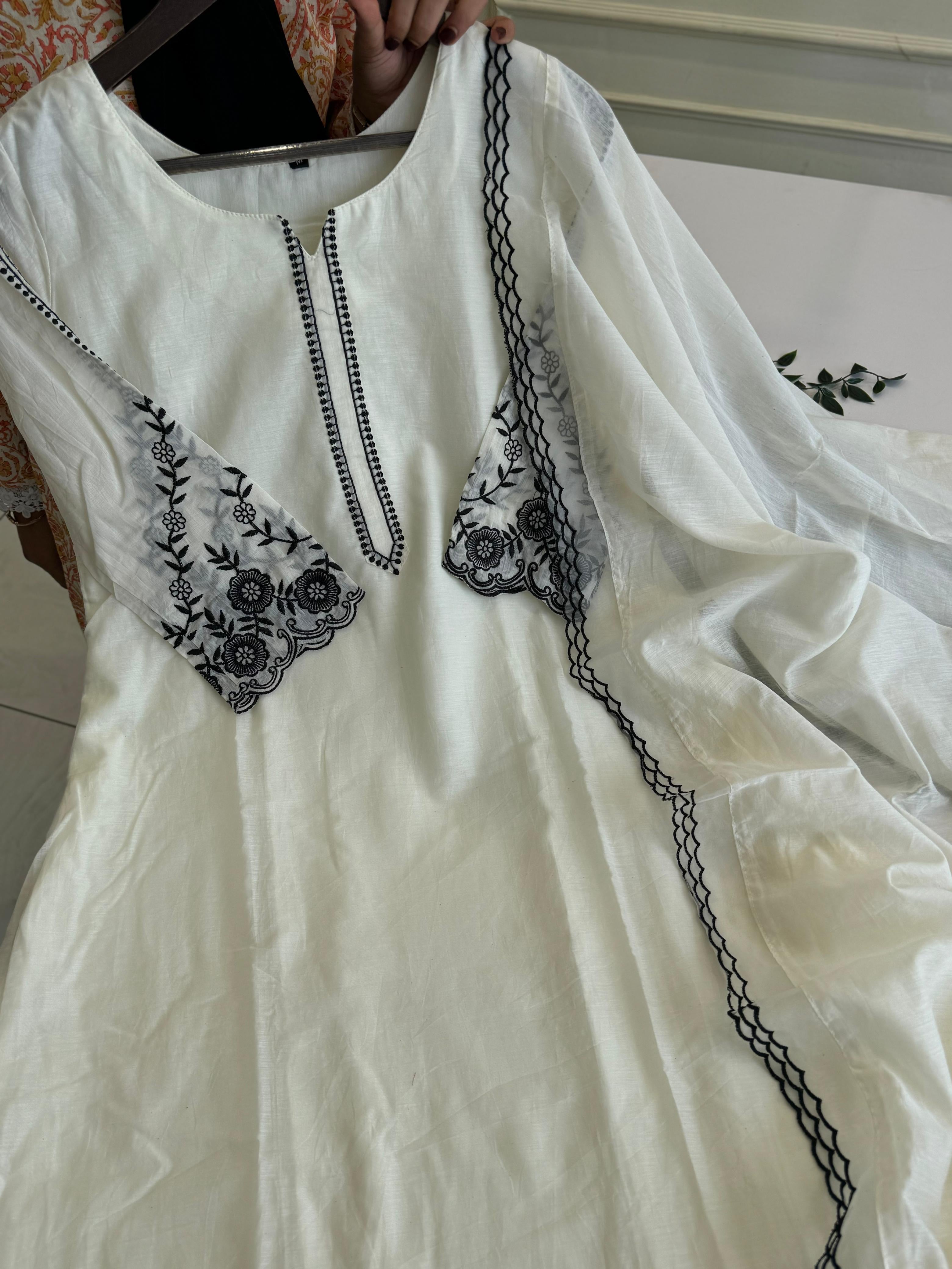 Mul-Chandheri Flared Embroidered Suit