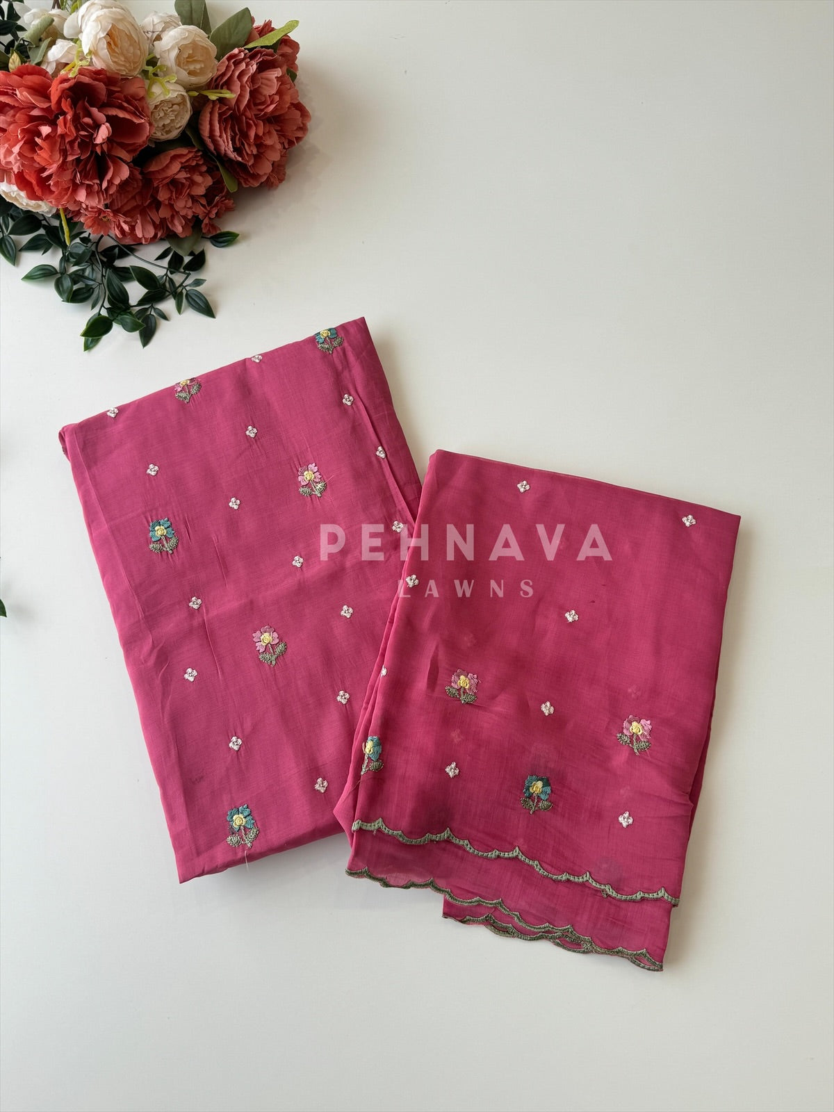 Chanderi Embroidered Suit-12713 - Pehnava Lawns
