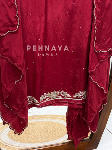 Premium Crepe Handworked Unstitched Suit H 5190