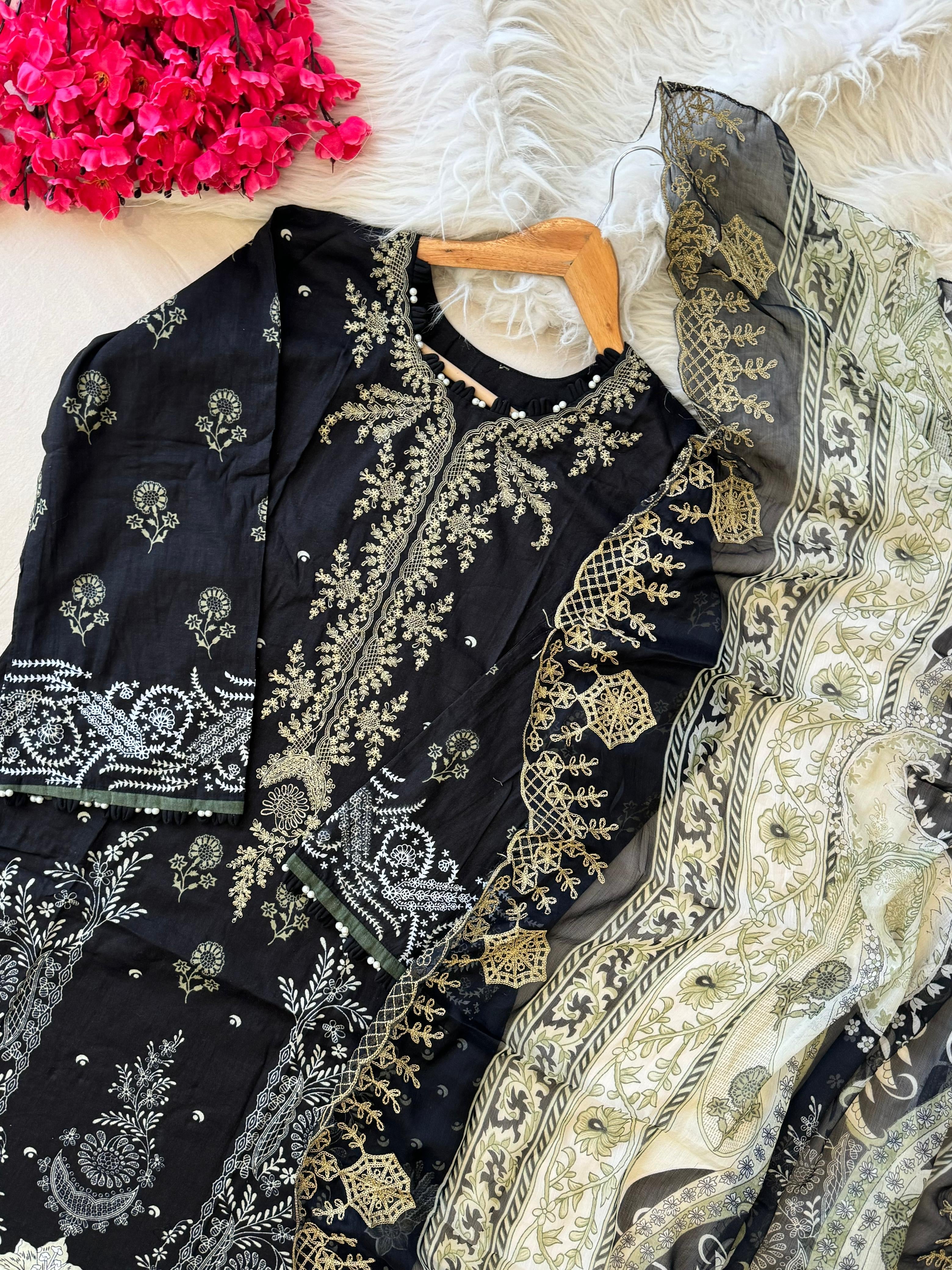 Black Block Printed Pakistani Suit