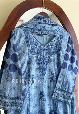 Embroidered Printed Suit Set-2003-6