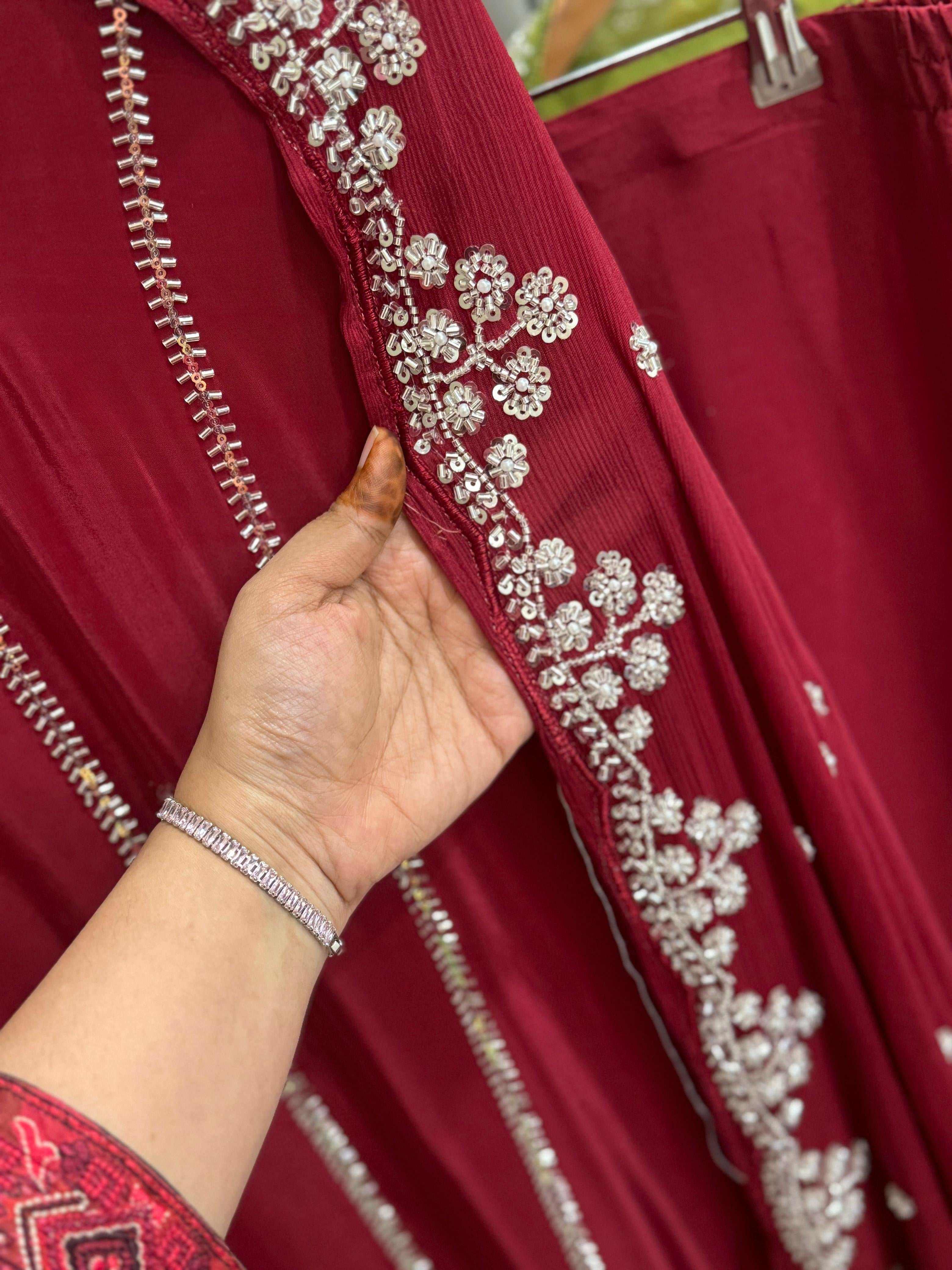 Premium Handworked Crepe Stright-cut suit-3468