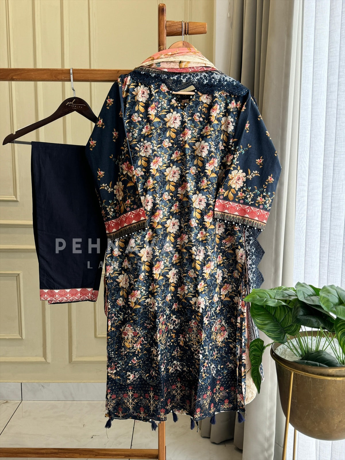 Printed Suit ft Embroidered  and Lace Detailing