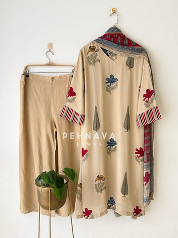 Daily Wear Printed Crepe Three Piece Set-6219