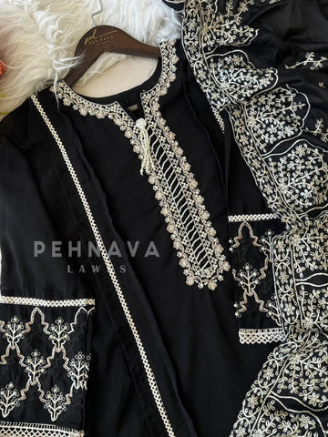 Embroidered Chiffon Suit Set