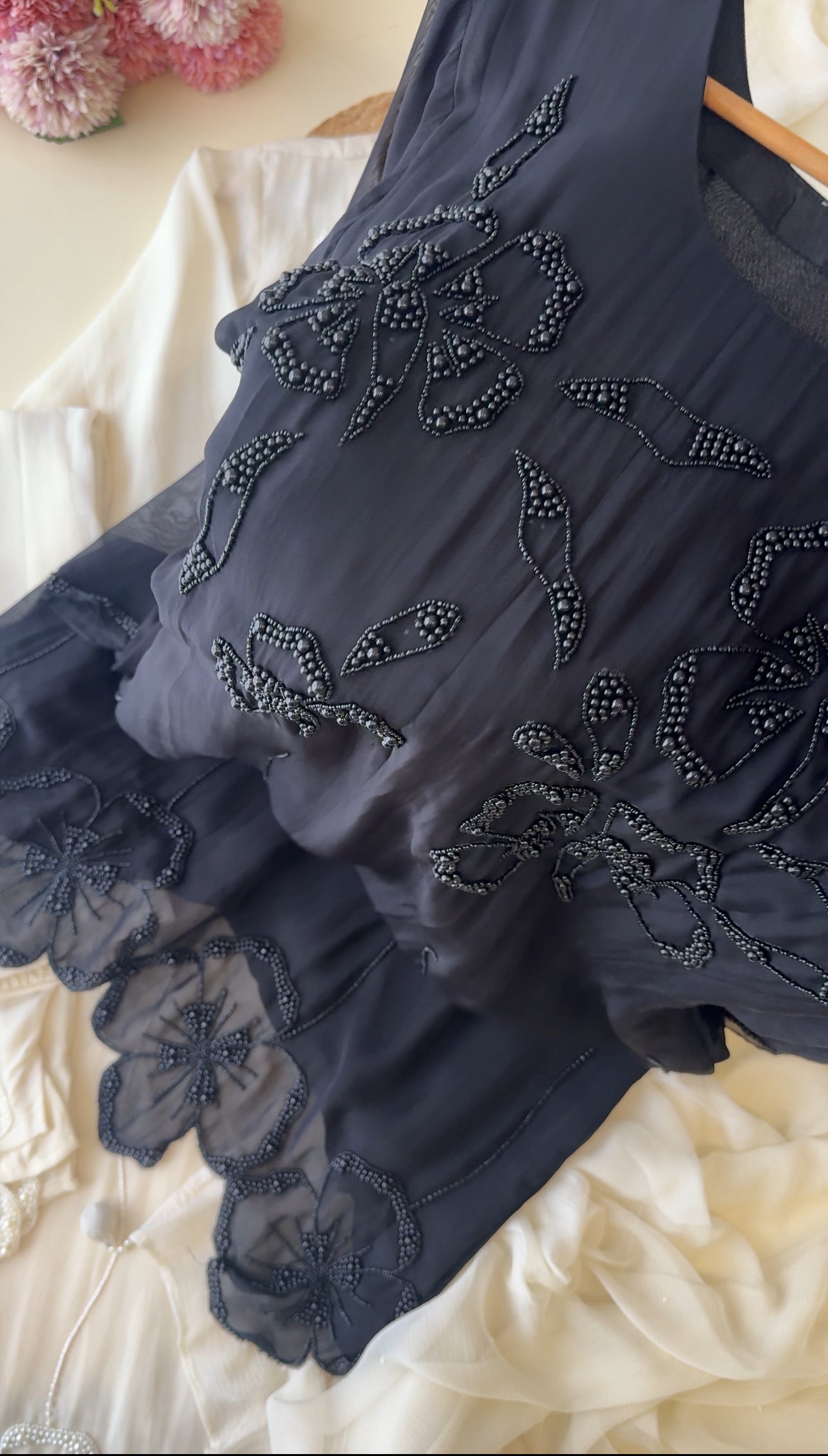 Handworked organza Suit with chiffon dupatta-10024 - Pehnava Lawns