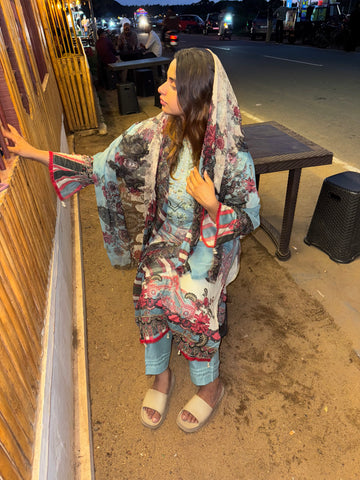 Essential Cotton Embroidered Suit-1110/ 1028
