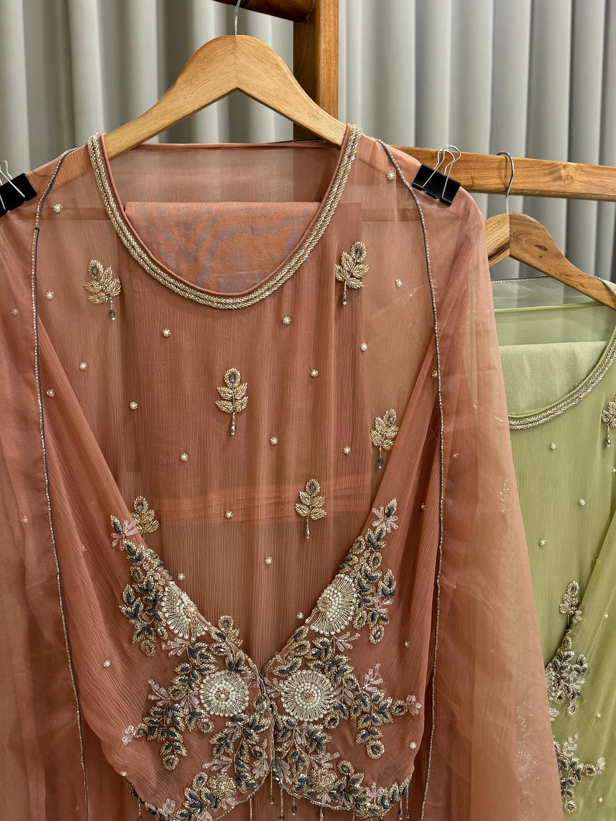 Premium chiffon handwork semi-stitched suit-8990